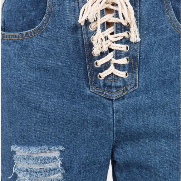 3/$30 Deal POL Wide Leg Distressed  Lace Up Jeans - Picture 4 of 7